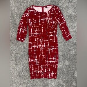 Elegant Red Patterned Women's Dress